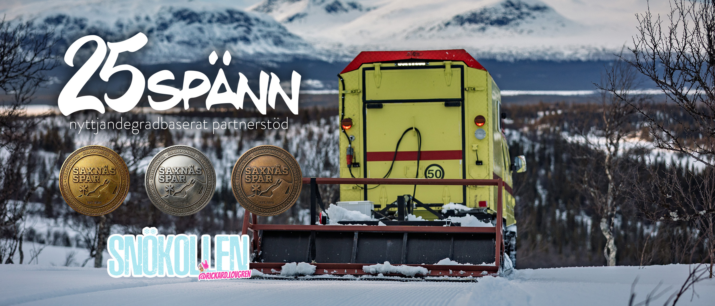 Olika typer av stöttning, bild på bandvagn med logotyper på.