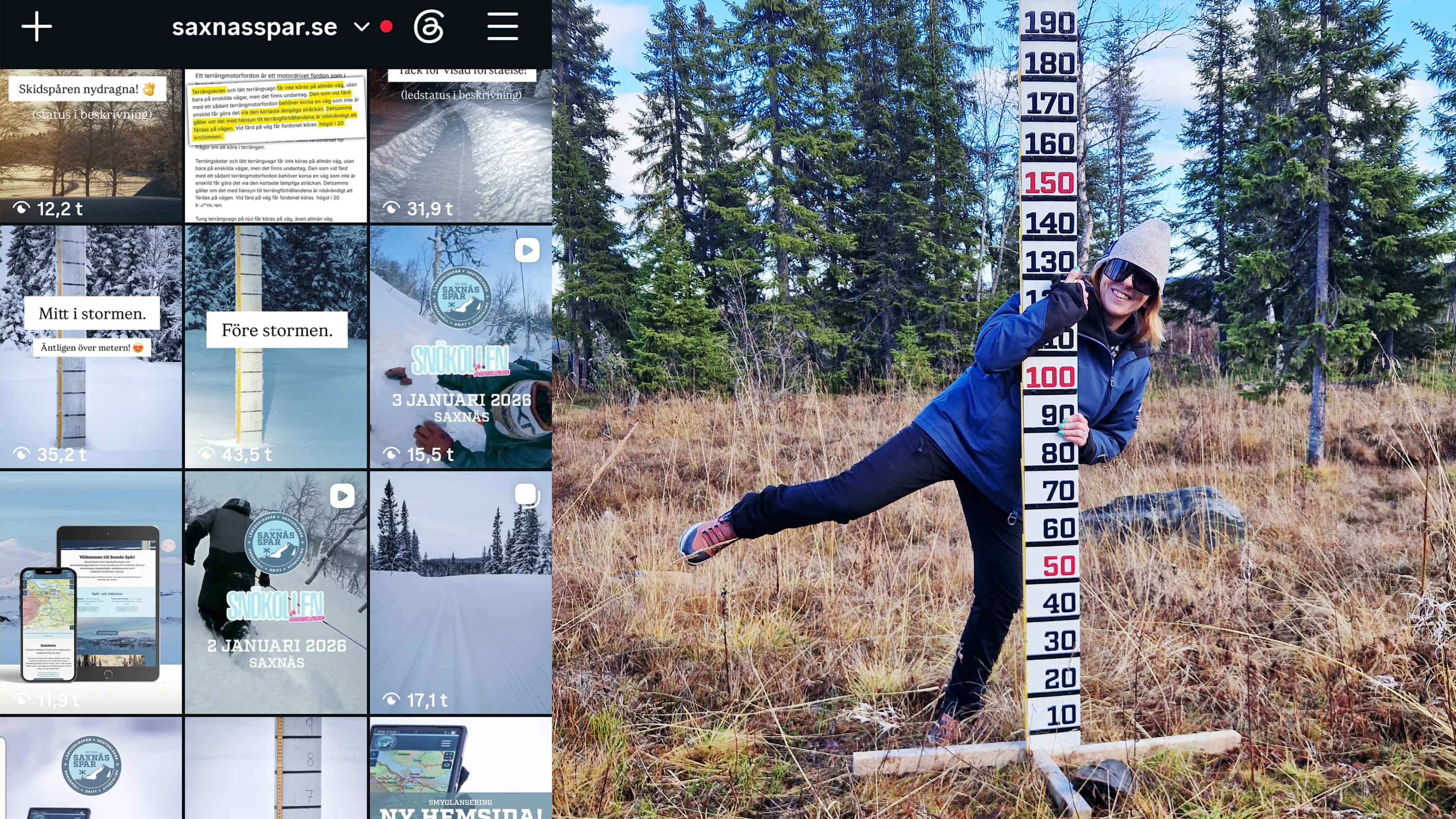 Snöstickan samt på Instagram